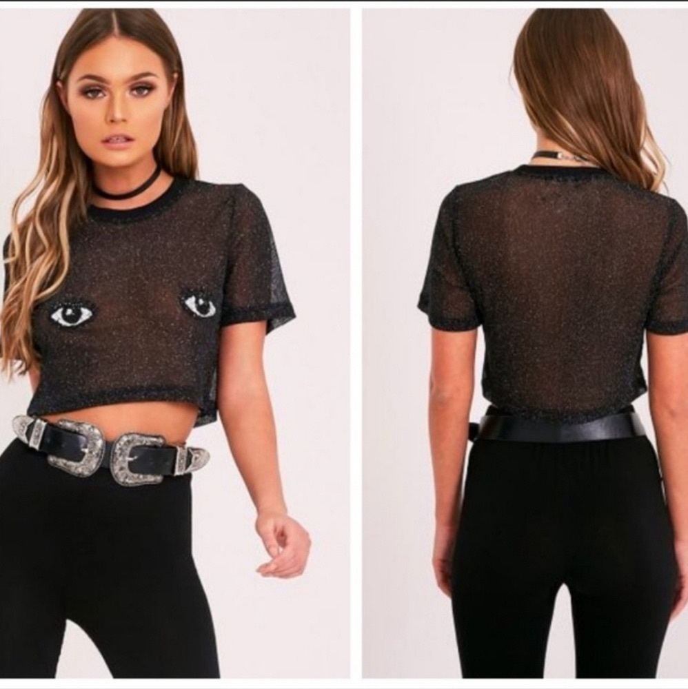 Mesh Eye Crop Top PrettyLittleThing